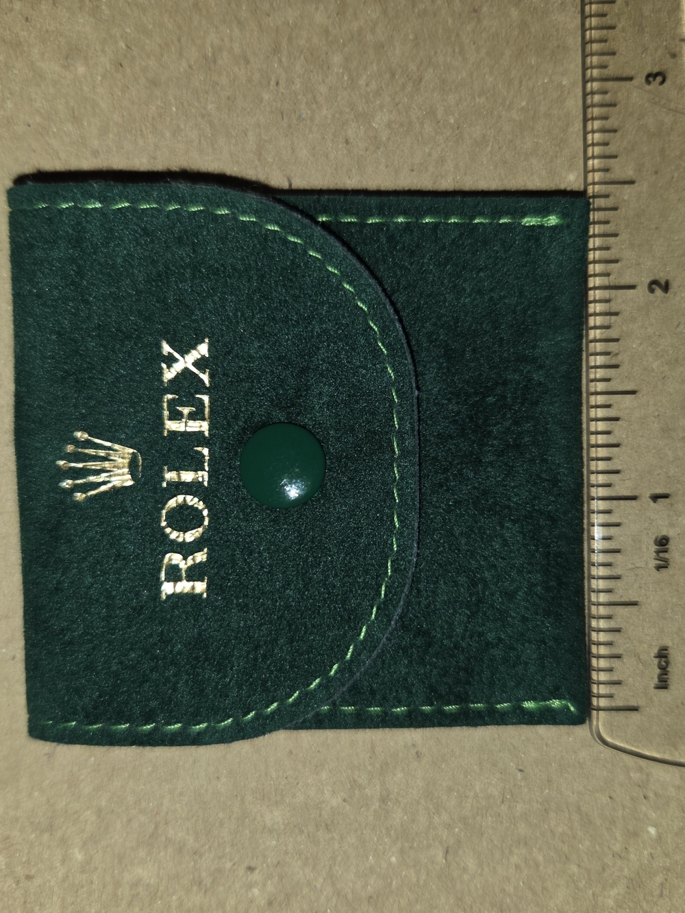 Rolex Dark Green Suede Card Pouch with Gold Logo